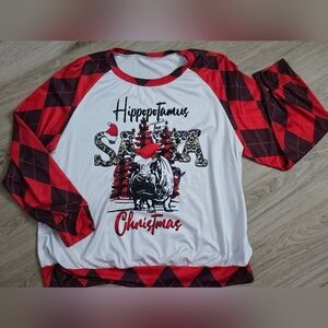Red and White Christmas Hippo Shirt